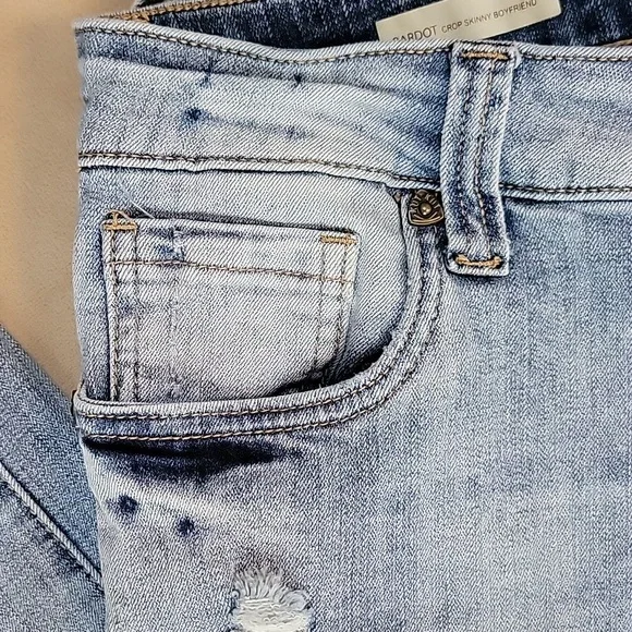 Kut from the Kloth Distressed BARDOT Crop Skinny Boyfriend Jeans Size 4 EUC - Picture 4 of 16